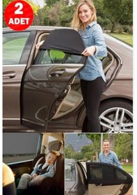 Resim Araba Araç Otomobil Oto Güneş Koruyucu Gölge Yan Cam Pencere Tül Perde Güneşliği 2 Adet 