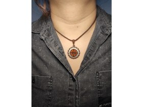 Resim Tomars Basketbol Topu Işlemeli Kanaviçe Kolye - Anahtarlık 