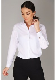 Resim Sweetness Kadın Beyaz Likralı Uzun Kol Klasik Gömlek Beyaz 