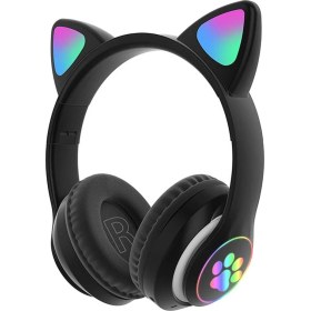 Resim Digi Monster RGB LED Işıklı Cat‑Ear Kedi Bluetooth Kulaklık | Kafa Üstü Stereo | Mikrofonlu 