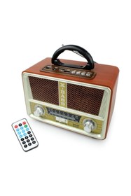 Resim Meier M-112bt Nostaljik Ahşap Retro Radyo Bluetooth Fm Sd Aux Usb 
