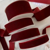 Resim 1.83 metre Şarap Kırmızısı Kadife Kurdele - 4 Boyut (5.0cm, 3.99cm, 2.49cm, 1.5cm) - Hediye Paketleme, Kendin Yap El İşleri, Parti Süslemeleri ve Noel Ağacı Süsleri için Yumuşak & Simli Dokusu 