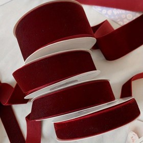Resim 1.83 metre Şarap Kırmızısı Kadife Kurdele - 4 Boyut (5.0cm, 3.99cm, 2.49cm, 1.5cm) - Hediye Paketleme, Kendin Yap El İşleri, Parti Süslemeleri ve Noel Ağacı Süsleri için Yumuşak & Simli Dokusu 