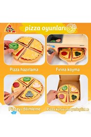Resim Limon Dekor Ahşap Çocuk Mutfak Seti Oyuncak Pizza Fırını - 50 Parça Eğitici Montessori Evcilik Oyunu 