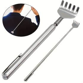 Resim 1 adet Geri Çekilebilir Sırt Kaşıyıcı - 50.01 cm Paslanmaz Çelik Ayarlanabilir Masaj Aracı ile Ergonomik Saplı, Zor Ulaşılabilen Alanlar için Taşınabilir Kaşınma, Seyahat Dostu Vücut Bakım Cihazı, Seyahat Dostu Cihaz | Kompakt Kaşıyıcı | Paslanmaz Çelik Yapı 