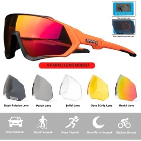 Resim Schulzz Kapvoe Sunlight Değişebilir 5 Lens Mtb Polarize Bisiklet Spor Dağ Kayak Gözlüğü 