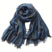 Resim Sonbahar ve Kış İçin Vintage Stil Kravat Boyalı Çizgili Eşarp, Unisex, %100 Viskoz 