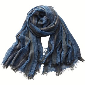 Resim Sonbahar ve Kış İçin Vintage Stil Kravat Boyalı Çizgili Eşarp, Unisex, %100 Viskoz 