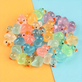 Resim 30 Adet Karanlıkta Parlayan Ördek, Mini Ördek, Ördek Oyuncak Seti, Mini Gerçekçi Plastik Ördek, Hediye Çantası Dolguları için Parlayan Oyuncaklar, Parti İkram Malzemeleri Paskalya Hediyesi 