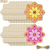 Resim 30 Parça DIY Ahşap Çiçek Yapım Seti - Kendin Boya Renkli Çiçek Süsleri, Gençler ve Yetişkinler İçin Bitmemiş Ahşap Çiçekler Dahil, Sınıf Aktiviteleri ve Ev El Sanatları için İdeal 