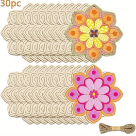 Resim 30 Parça DIY Ahşap Çiçek Yapım Seti - Kendin Boya Renkli Çiçek Süsleri, Gençler ve Yetişkinler İçin Bitmemiş Ahşap Çiçekler Dahil, Sınıf Aktiviteleri ve Ev El Sanatları için İdeal 