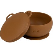 Resim Oioi Silikon Vakum Tabanlı Kapaklı Kase Kahverengi 