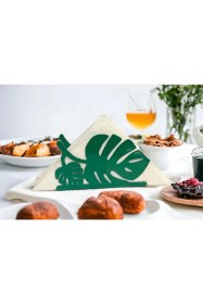Resim Decorelax Palmiye Yaprağı Temalı Yeşil Metal Peçetelik 