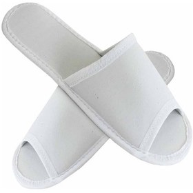 Resim 200 Çift Biyeli Spa Terliği Önü Açık Kaymaz Tabanlı Beyaz Otel Terliği Tek Kullanımlık Kullan At Beyaz 