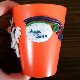 Resim El Yapımı Figürlü Seramik Bardaklar - Özel Tasarım - Elsa 