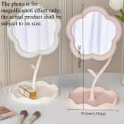 Resim Küçük Boy Çiçek Desenli Makyaj Aynası, Yüksek Estetik Masa Üstü Şık Kompakt Döner Ayaklı Öğrenciler İçin 