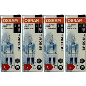 Resim Osram Halopin Oven 40w 2700k Sarı Işık G9 Duylu Halojen Fırın Ampulü 4 Adet 