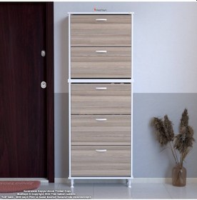 Resim Modilayn Varbi Umay' 2 Li Kapı Önü 72 X193x 25, 5 Cm Lik 5 Düşer Kapak 10 Göz Bölmeli Ayakkabılık Beyaz - Cordoba 