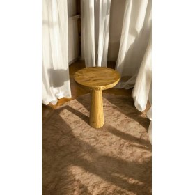 Resim Wooden Ahşap Konik Model Tekli Mantar Yan Sehpa Modern Tütün Renk Fiskos 