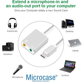 Resim Microcase Type-C 7.1 Kanal USB Ses Kartı - AL2589 