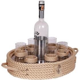 Resim Rakı Bardaklı Tepsi | Bej 