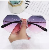 Resim Sekizgen Çerçevesiz Güneş Gözlüğü Kadın Retro Metalik Güneş Gözlüğü Uv Koruma Yeni Moda Kesme Lens Gözlük Uv400 Güneş Gözlüğü H469 
