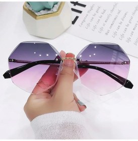 Resim Sekizgen Çerçevesiz Güneş Gözlüğü Kadın Retro Metalik Güneş Gözlüğü Uv Koruma Yeni Moda Kesme Lens Gözlük Uv400 Güneş Gözlüğü H469 