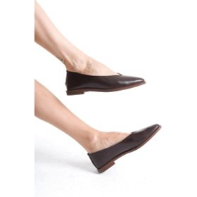 Resim Mubiano Hakiki Deri Collection Kadın Sivri Burun Babet Kahverengi - Mcrgn8253 - Kh Kahverengi 