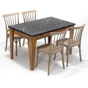 Resim Avrupa Violet Mutfak Masa Takımı 1 Masa 4 Sandalye - Cappucino 