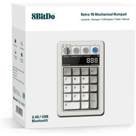 Resim 8Bitdo Retro 18 M Edition Kablosuz Mekanik Numpad, Hesap Makinesi Modu, Windows ve Android Uyumlu 
