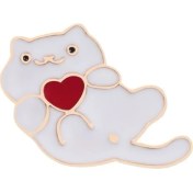 Resim Hainan Shenda Karikatür Kedi Rozet - Beyaz (Yurt Dışından) 