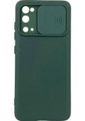 Resim Samsung Galaxy S20 Uyumlu Kamera Sürgülü Mat Silikon Kılıf Yeşil 