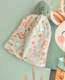 Resim Unisex Mavi Jungle Ponpon Kalın Kaşkorse Bere - 1-2 Yaş 