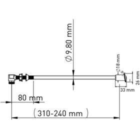 Resim MELEKYAPI Taharet Çubuğu Borusu Paslanmaz Çelik Uçlu 10 Derece Açılı 310 Mm 