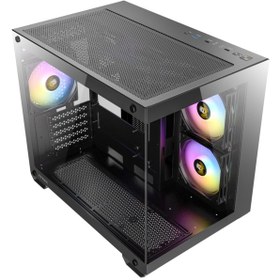 Resim Antec Cx600m Rgb Mini Tower Oyuncu Kasası - 270 Panoramik Temperli Cam - 3x120mm Argb Fan - Micro-atx / Itx - Usb Type-c - Çift Bölmeli Tasarım - Dikey Hava Akışı 