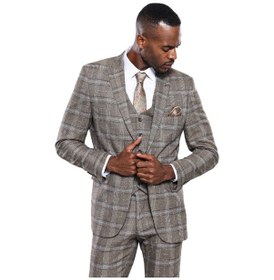 Resim Wessi Kareli Slim Fit Bej Erkek Ceket - Wessi Bej 