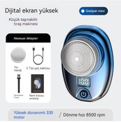 Resim Mini Tıraş Makinesi Erkek Yıkama Bıçağı Kafası Seyahat Taşınabilir Sakal Bıçağı Elektrikli Tıraş Makinesi 2202 Gradyan Mavi-dahili 6 Yapraklı Kafa 