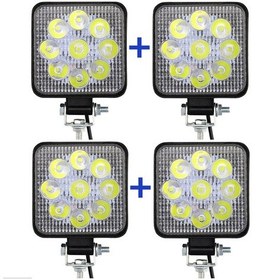 Resim 4 Adet Off Road Sis Farı 9 Led Lamba Kare Çalışma Lambası 12/24 