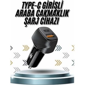 Resim Cosmotex Hızlı Oto Şarj Cihazı 38w Çift Girişli Hızlı Şarj Oto Çakmaklık Type-c 