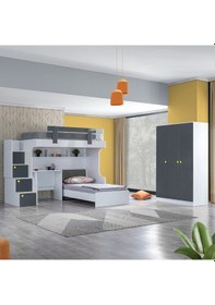 Resim Setaymobilya Metris Ranza Karyola Çalışma Masası + 3 Kapaklı Dolap + 2 Yatak 
