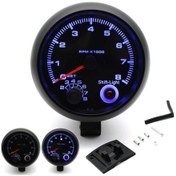 Resim 3.75" Araç Devir Göstergesi - Mavi Arka Işıklı 0-8000 Rpm Abs Siyah 12v Benzinli 