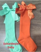 Resim ÖZKARDEŞLER BABY Bebek diz altı çorap 2li fiyonklu 