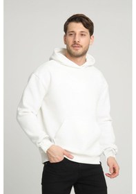 Resim Alexandergardi Alexandergardı Kangru Cepli Kapişonlu Sweatshirt E23-00176 Beyaz 