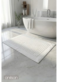 Resim Beyaz Stepia Ayak Havlusu - 50x70 Cm, 245 Gr, %100 Pamuk, Spa Ve Otel Banyo Paspası Beyaz 