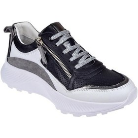 Resim Pullman Hakiki Deri Yanı Fermuarlı Kadın Spor Ayakkabı Plm-34601 Siyah Gri-siyah Gri Gri - Siyah 