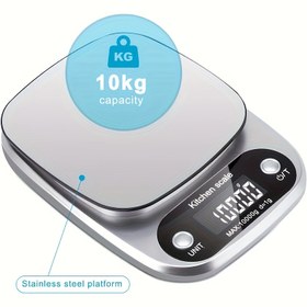 Resim 1 Adet 1g Hassasiyetli, 10kg Büyük Kapasiteli Elektronik Mutfak Terazisi | Tek Dokunuşla Sıfırlama, Birim Değiştirme, LCD Ekran, Otomatik Kapanma Özelliği, Pil ile Çalışır (AAA Dahil Değildir) 