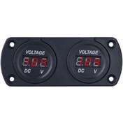 Resim Araba Voltmetre Led Çift Dijital Ekran Voltaj Göstergesi K20783r 