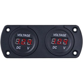 Resim Araba Voltmetre Led Çift Dijital Ekran Voltaj Göstergesi K20783r 