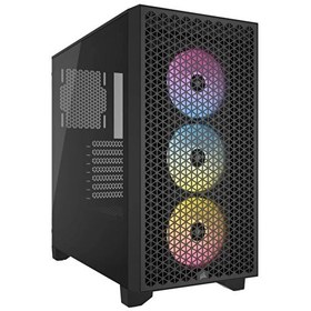 Resim Corsair Icue CC-9011255-WW 3000D 3X AR120 RGB Airflow Temperli Cam Mid-Tower Siyah Gaming Kasa Corsair