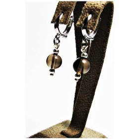 Resim 925 Ayar Gümüş Dumanlı Kuvars Doğal Taşlı Kadın Küpe 